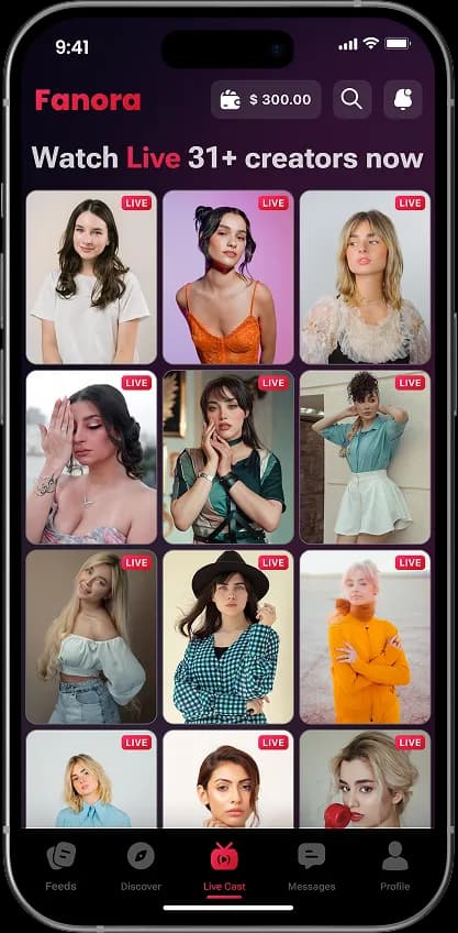 Live cast creator grid