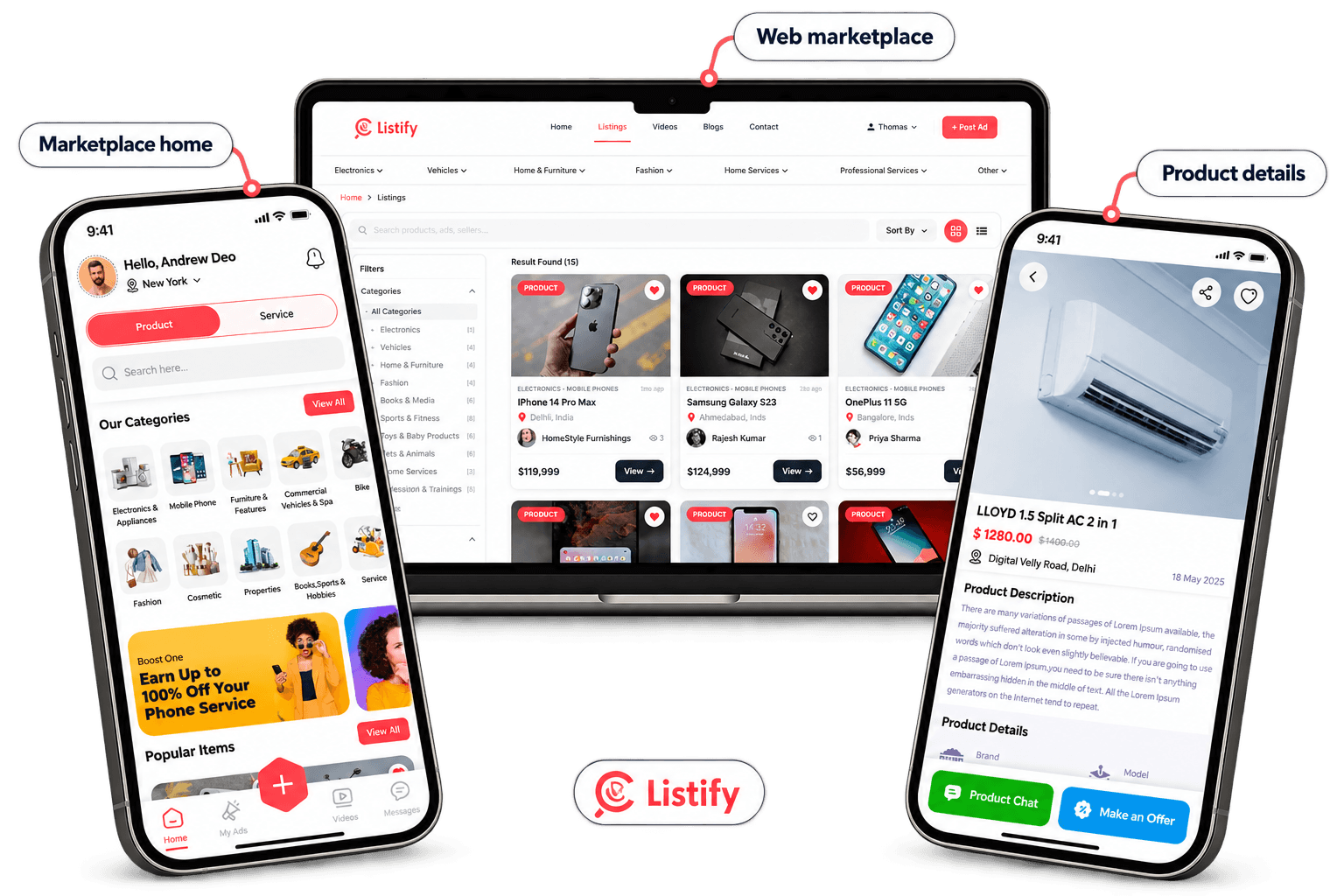 Listify — product hero collage