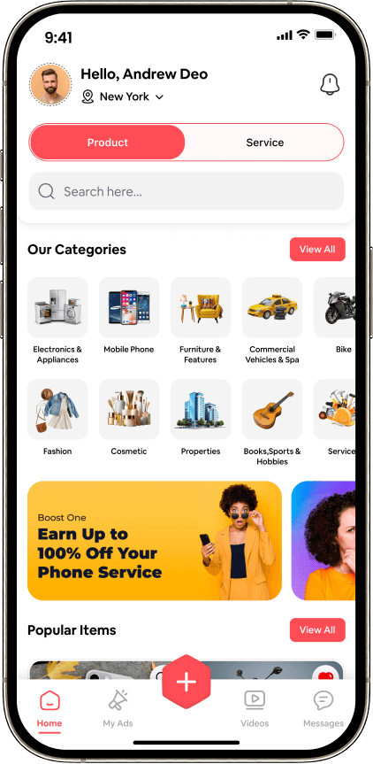Listify home feed with categories