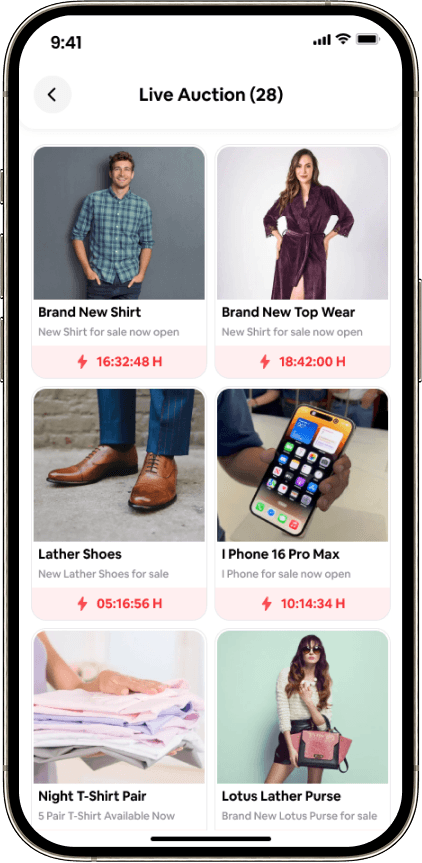 Listify live auction screen