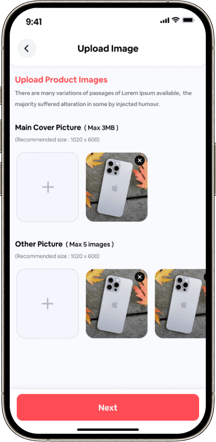 Listify upload product form