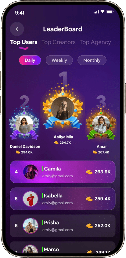 Leaderboard screen