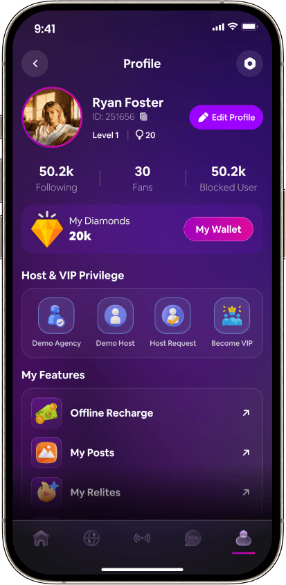 User profile screen