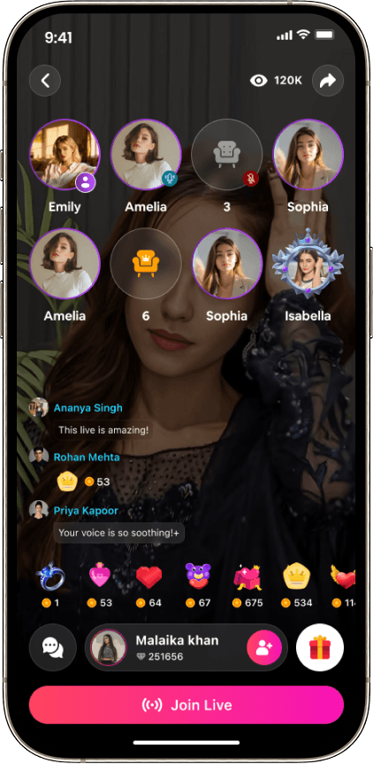 Audio room app source code — Bango party seats and gifts
