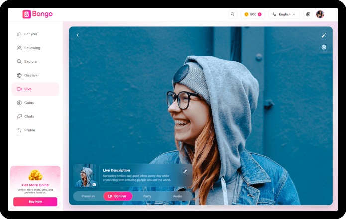 Watch Live, Multi PK & Audio Rooms in the Browser — Bango Tango clone web app