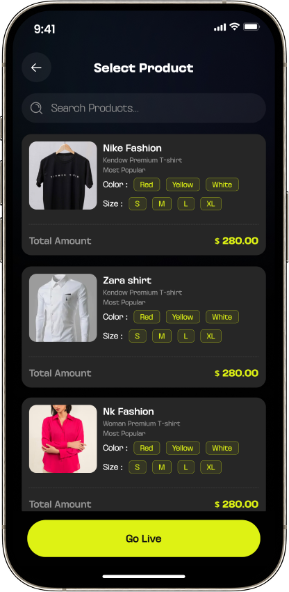Select Product before going live