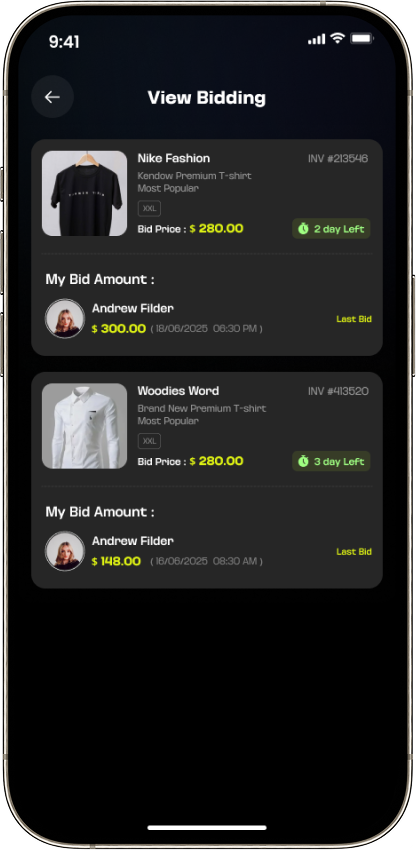 View my bidding history