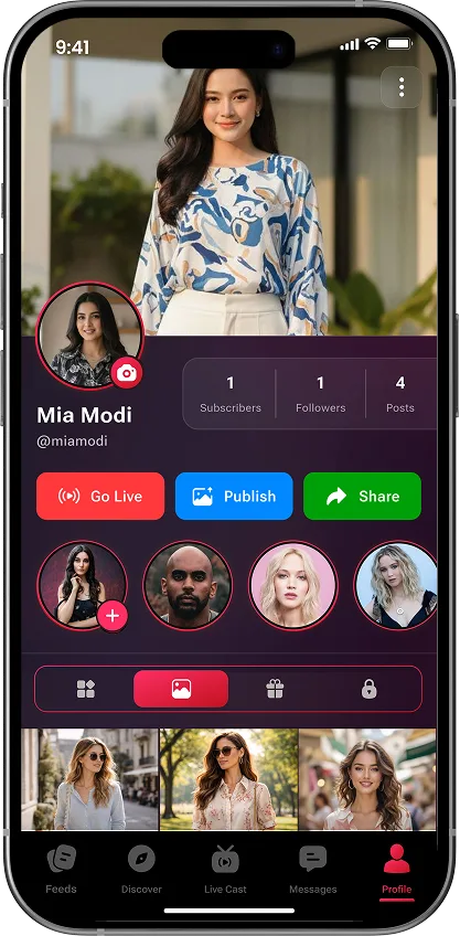 Fanora creator profile mobile screen