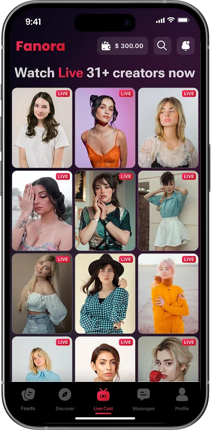 Live cast creator grid