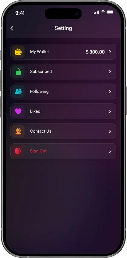Fanora settings screen