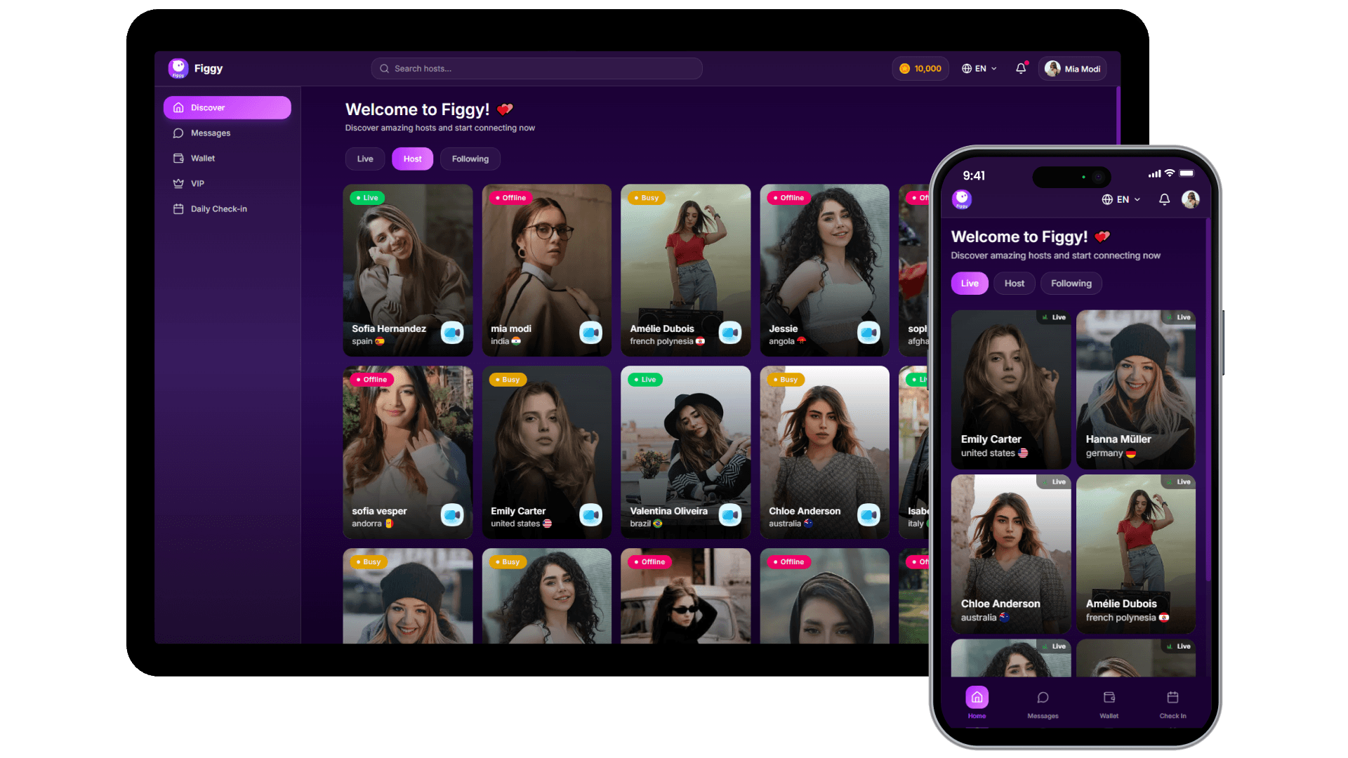 Browse Live Hosts on Desktop or Mobile Browser