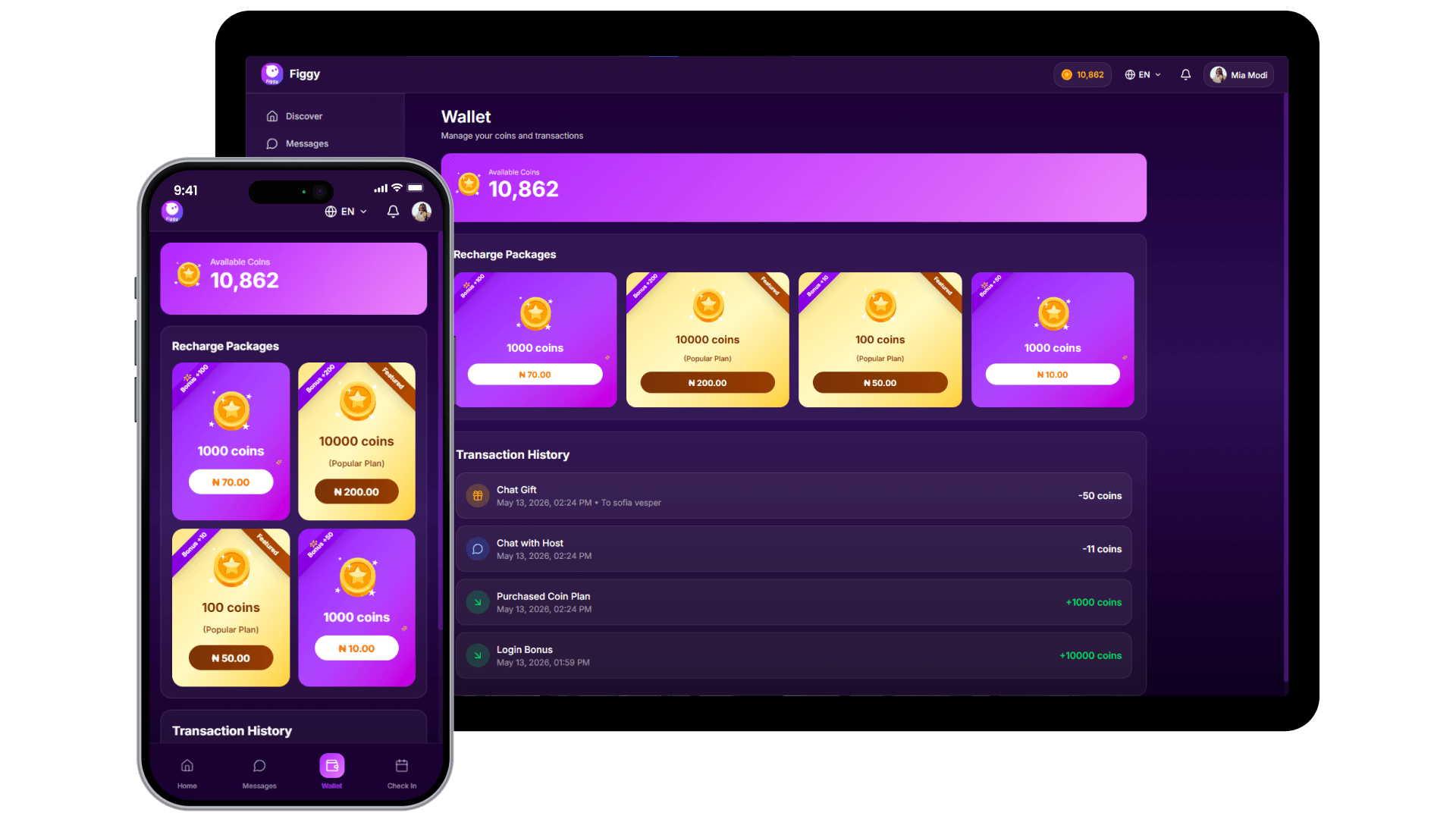 Coin Wallet & Recharge on Web