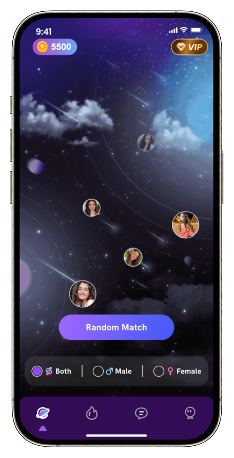 Figgy random video chat — random match screen