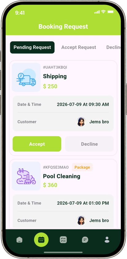 Handy agency booking requests
