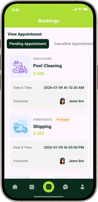 Handy agency booking history