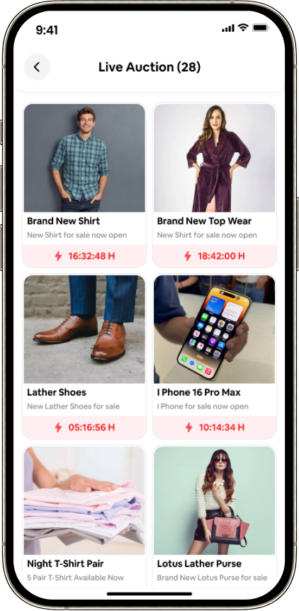 Listify live auction screen