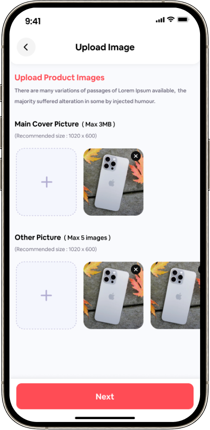 Listify upload product form