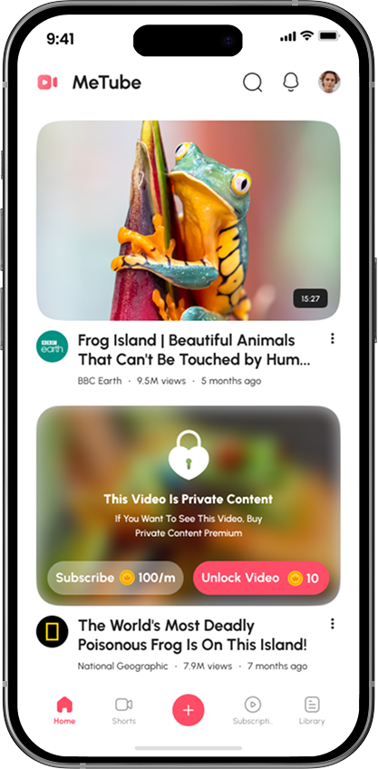 MeTube personalized home recommendations