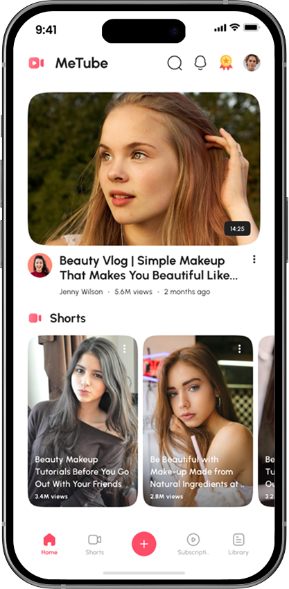 MeTube — home feed
