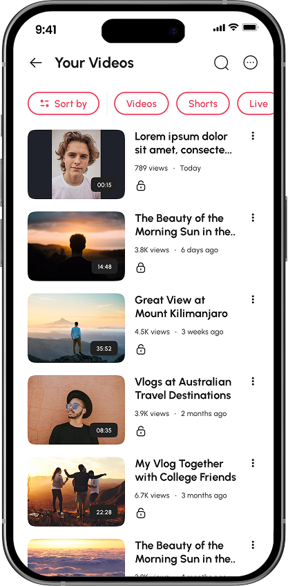 MeTube creator video library