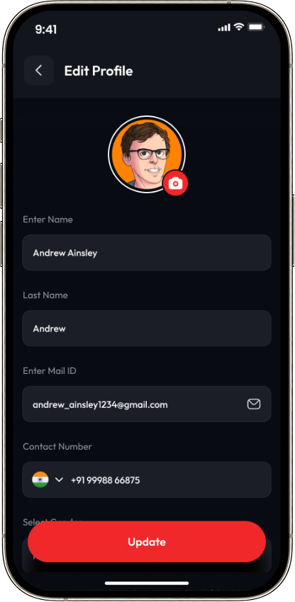 Mova edit profile screen