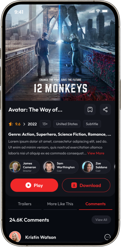 Mova movie details page