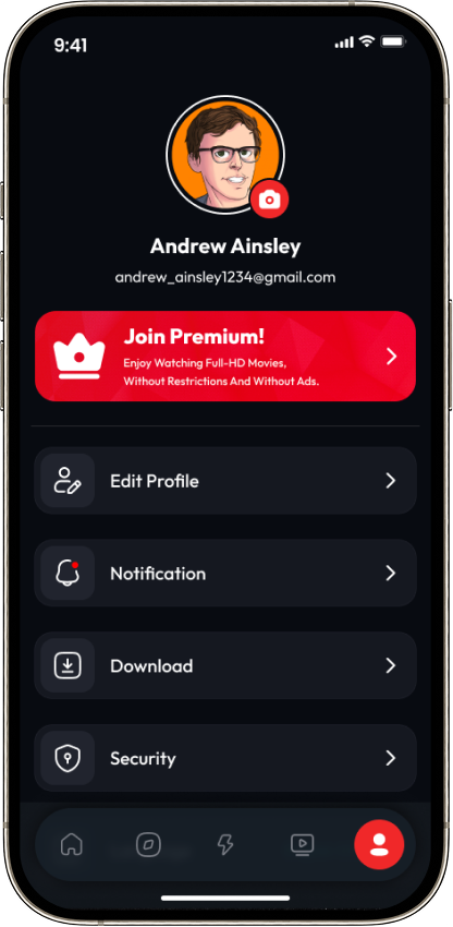 Mova user profile screen