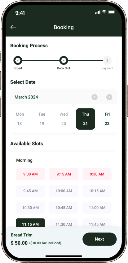 Multi Salon — book time slot