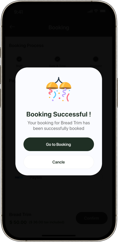 Salon Slot booking confirmed