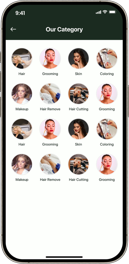 Salon Slot browse service categories