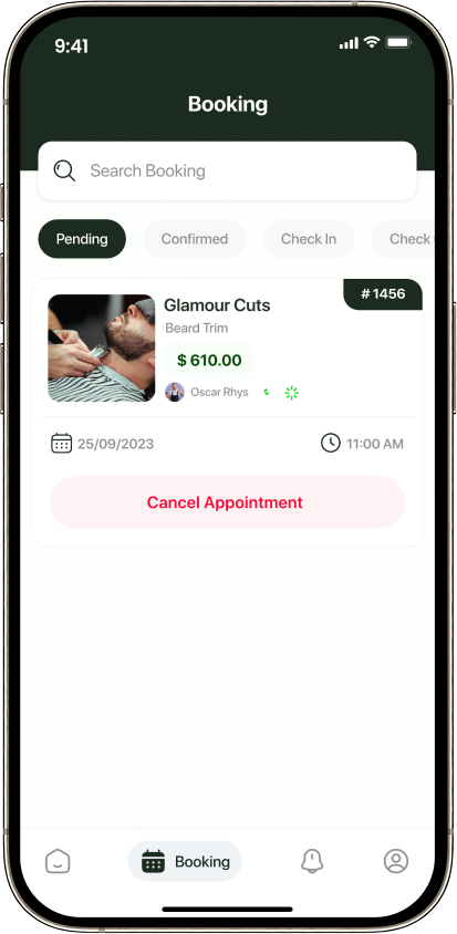 Salon Slot my bookings list