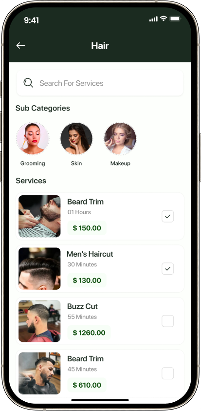 Salon Slot — select services