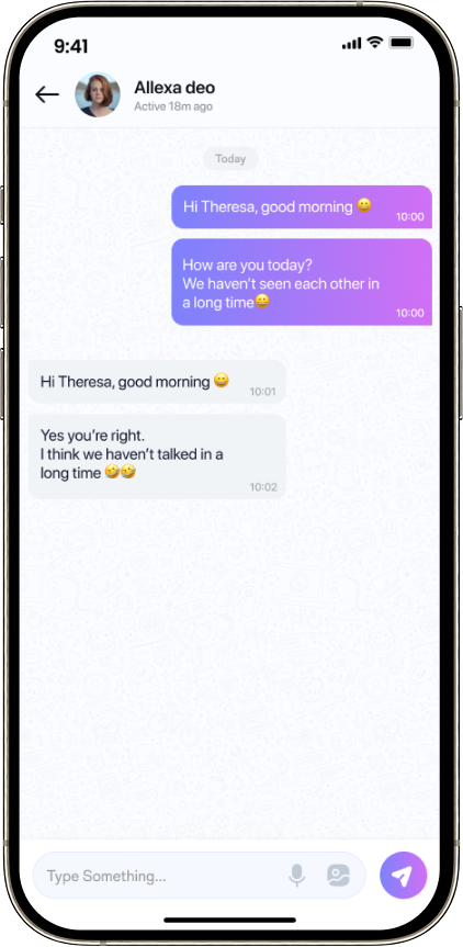 Shortie chat detail screen with real-time messaging