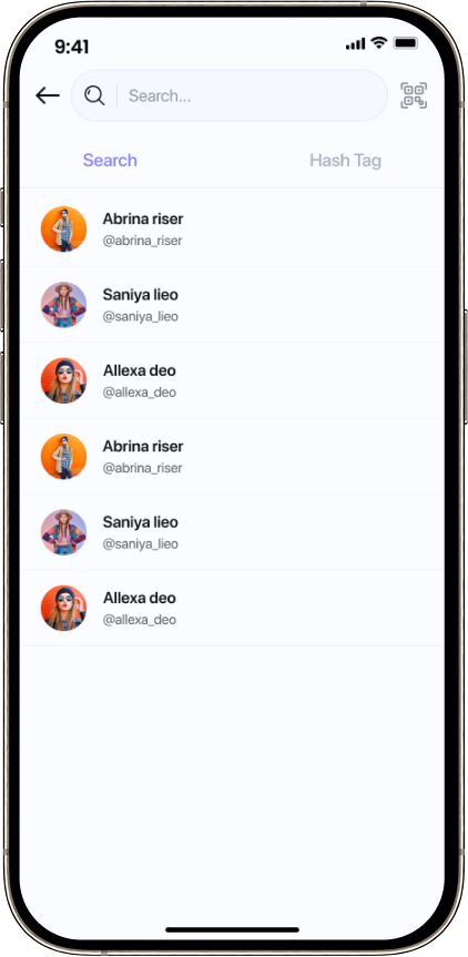 Shortie user search and discovery screen