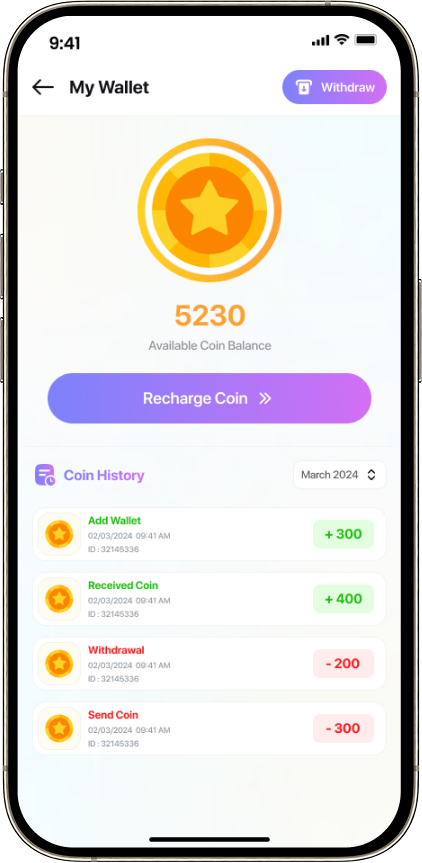 Shortie coin wallet screen
