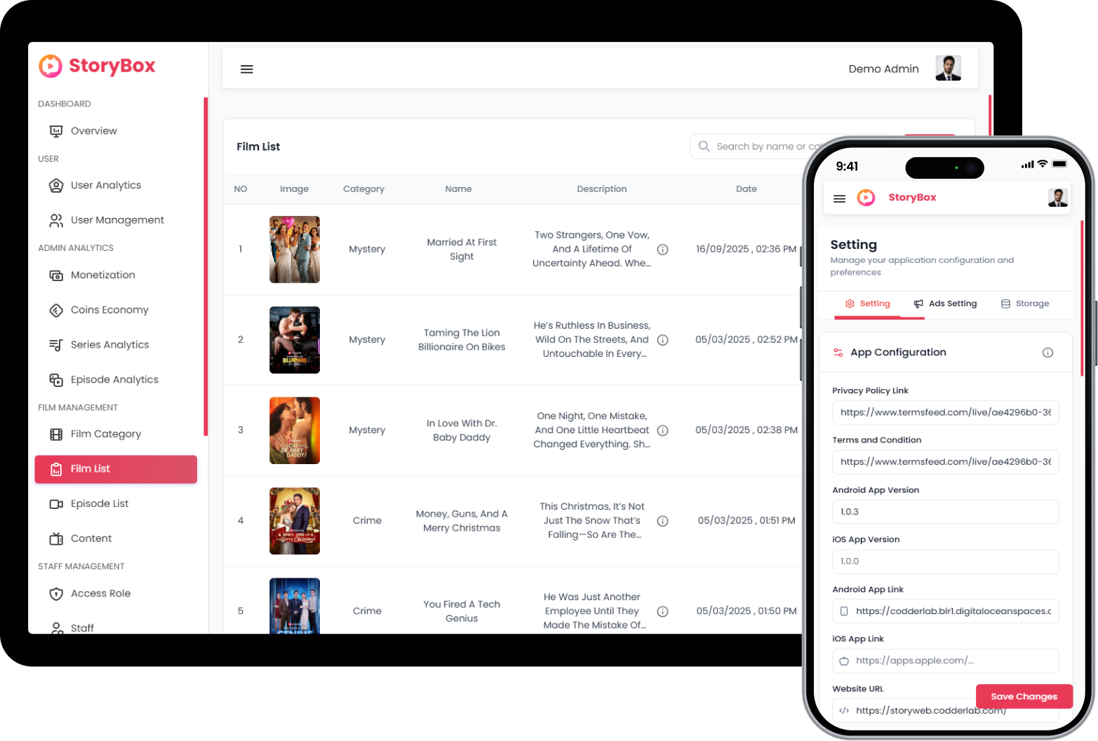 Complete Film, Episode & App Configuration Control