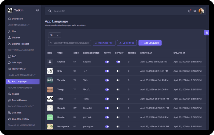 App Language Management
