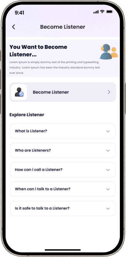 Become listener onboarding screen