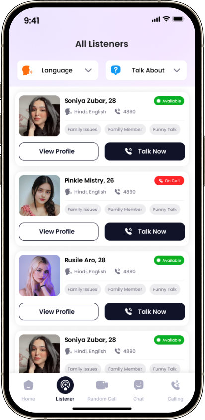 All listeners directory with filters