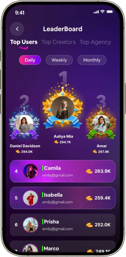 Leaderboard screen