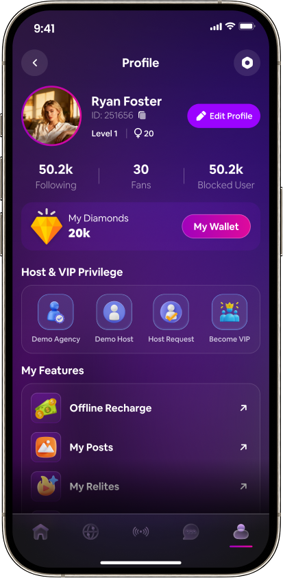 User profile screen