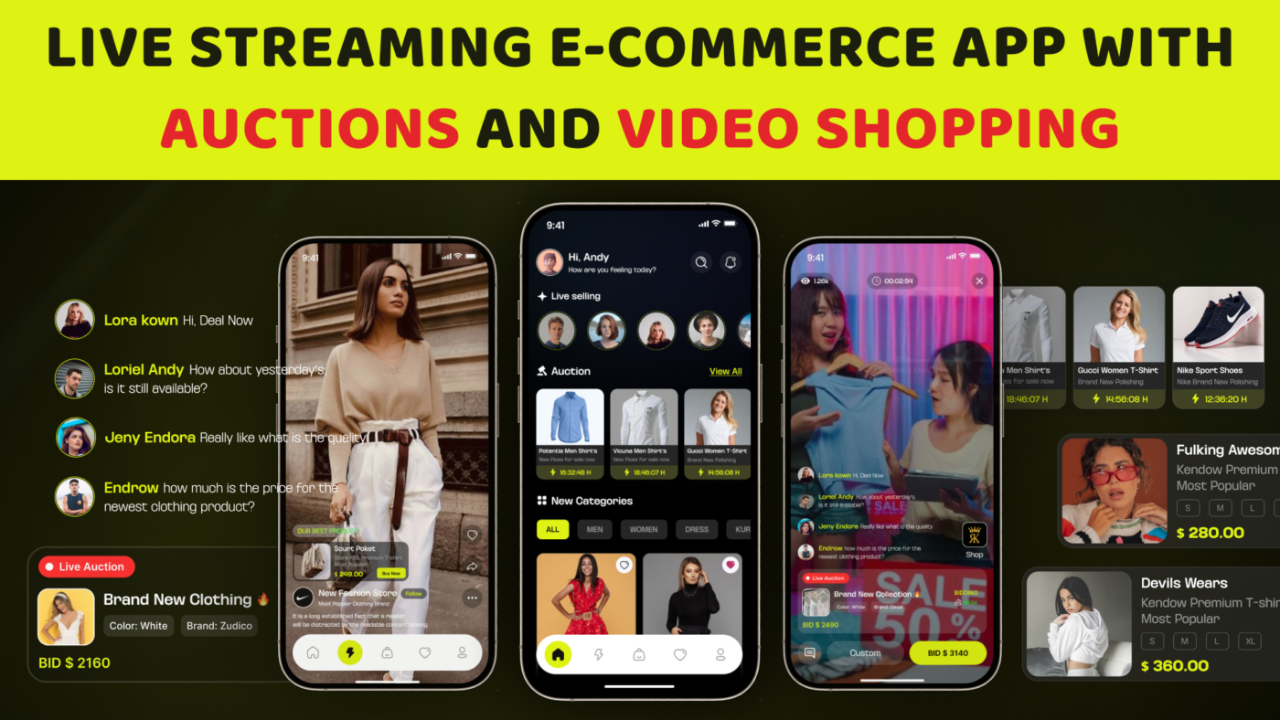 Live Streaming E-Commerce App with Auctions and Video Shopping